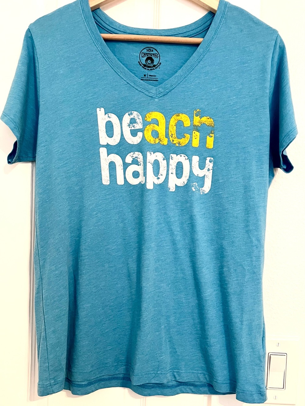Beach Happy Turquoise White Shirt 30A Dumpster Diver Brand Size M
